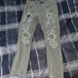 Green Ripped Skinny Jeans